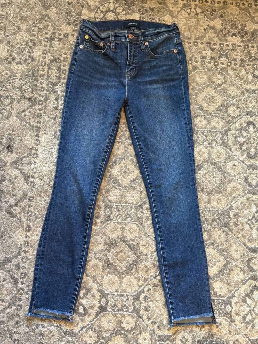 J.Crew Toothpick Jeans Women’s Size 26 9” High Rise Skinny Raw Hem Dark Wash